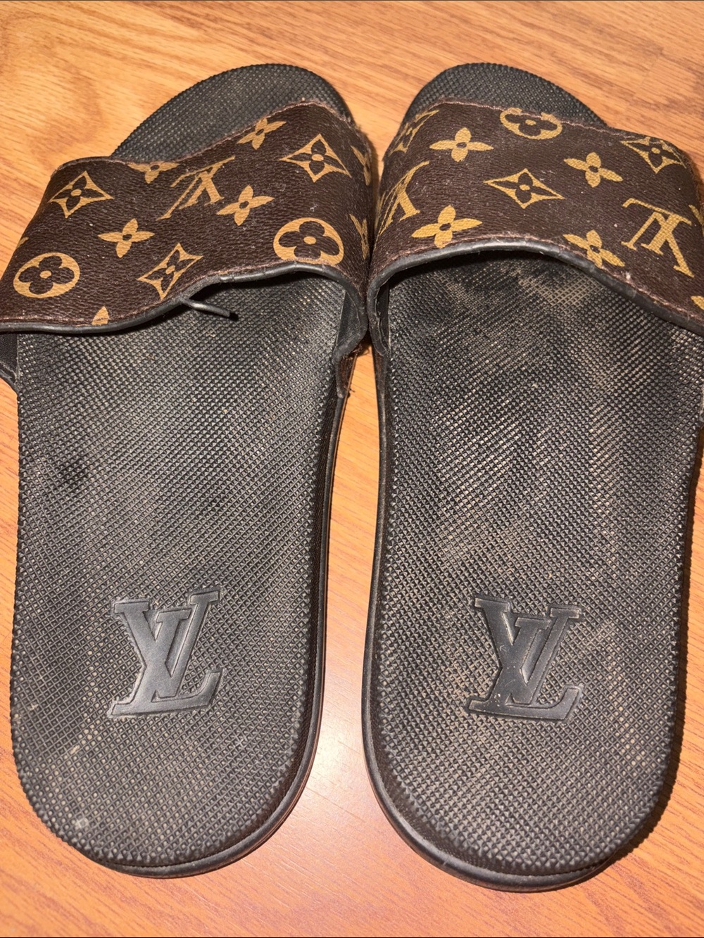 Louis Vuitton Monogram Slide Sandals - Brown and Gold Accents - Picture 3 of 3